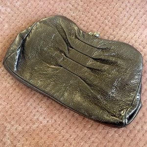 NEW | Elizabetta Franchi Ruched Silver Gunmetal Clutch Shoulder Bag Ball Clasp